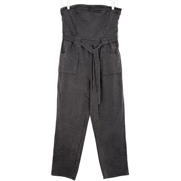 No Boundaries Women's Belt/Pockets Front Strapless Black Soot Jumpsuit Sz XL NWT - Picture 1 of 12
